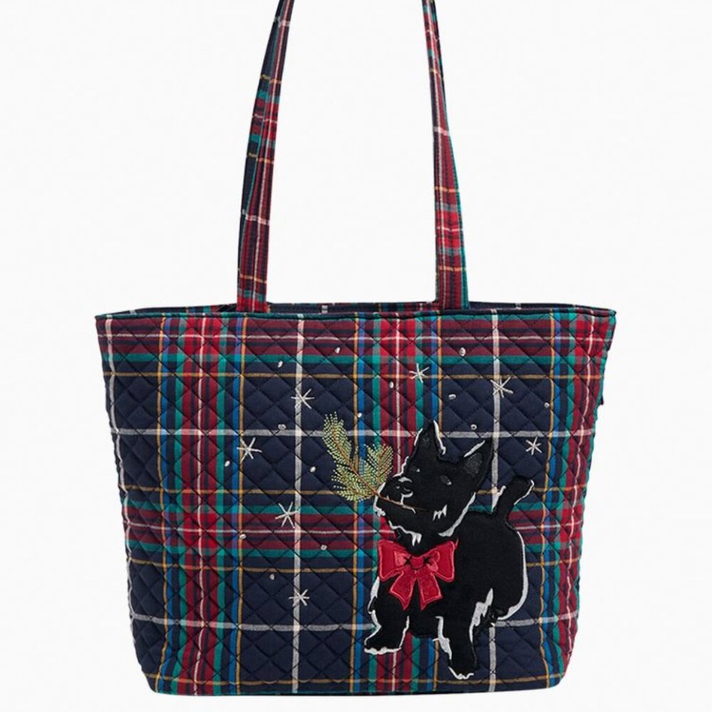 Vera Bradley Small Vera Tote In Tartan Plaid Scottie Dog, NWT